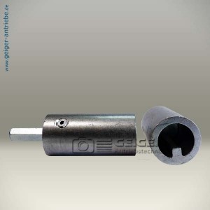 Kupplungsstück - L=58mm - 6 mm A-6-Kt. - 14 mm Nutrohr